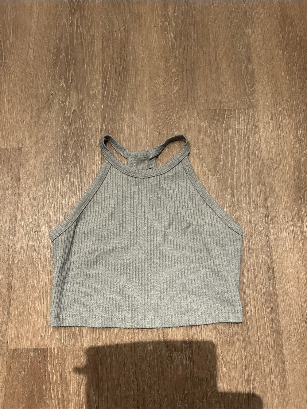 NWOT Final Touch Ribbed Halter Crop Top - Light Gray
